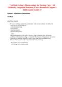Test Bank Lehne Pharmacology for Nursing Care 11th Edition 2026 ISBN 9780323827973 Burchum Rosenthal Chapters 1-112 Complete Guide A&plus;