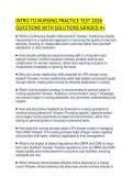 INTRO TO NURSING COMPREHENSIVE TEST 2026 QUESTIONS WITH SOLUTIONS GRADED A&plus;