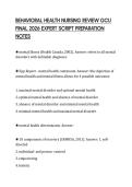 BEHAVIORAL HEALTH NURSING REVIEW GCU FINAL 2026 EXPERT SCRIPT PREPARATION NOTES