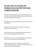 BIG DATA ANALYTICS FOR RISK AND INSURANCE 2026 EXAM PREP STUDY GUIDE COMPLETE SOLUTIONS