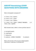 AAB MT Hematology EXAM QUESTIONS WITH ANSWERS