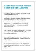 AAB MT Exam Hem Lab Methods QUESTIONS WITH ANSWERS