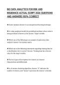 BIG DATA ANALYTICS FOR RISK AND INSURANCE ACTUAL SCRIPT 2026 QUESTIONS AND ANSWERS 100&percnt; CORRECT