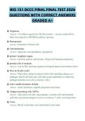 BIO 151 DCCC FINAL FINAL TEST 2026 QUESTIONS WITH CORRECT ANSWERS GRADED A&plus;