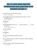 BIO 151 DCCC FINAL PRACTICE EXAMINATION 2026 QUESTIONS WITH ANSWERS GRADED A&plus;