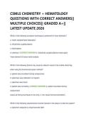 CSMLS CHEMISTRY &plus; HEMATOLOGY  QUESTIONS WITH CORRECT ANSWERS&vert;&vert;  MULTIPLE CHOICES&vert;&vert; GRADED A&plus;&vert;&vert;  LATEST UPDATE 2026 
