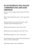 BIO 250 MICROBIOLOGY FINAL EXAM 2026 ACTUAL TEST PAPER COMPLETE SOLUTIONS VERIFIED