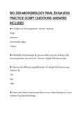 BIO 250 MICROBIOLOGY FINAL EXAM 2026 PRACTICE SCRIPT QUESTIONS ANSWERS INCLUDED