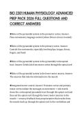 BIO 2301 HUMAN PHYSIOLOGY ADVANCED PREP PACK 2026 FULL QUESTIONS AND CORRECT ANSWERS