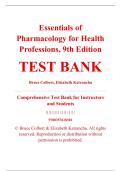 Test Bank &ndash; Essentials of Pharmacology for Health Professions&comma; 9th Edition &ndash; Bruce Colbert & Elizabeth Katrancha &ndash; ISBN 9780357618301 &lpar;Full Chapters Covered&comma; Chapters 1&ndash;27&rpar;