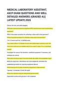 MEDICAL LABORATORY ASSISTANT&comma;  ASCP EXAM QUESTIONS AND WELL  DETAILED ANSWERS &lpar;GRADED A&rpar;&vert;&vert;  LATEST UPDATE 2026 