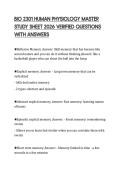BIO 2301 HUMAN PHYSIOLOGY MASTER STUDY SHEET 2026 VERIFIED QUESTIONS WITH ANSWERS
