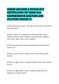 HUMAN ANATOMY & PHYSIOLOGY CERTIFICATION TEST BANK 2026 COMPREHENSIVE QUESTIONS AND SOLUTIONS GRADED A&plus;