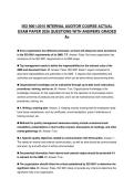 ISO 9001&colon;2015 INTERNAL AUDITOR COURSE PRACTICE EXAMINATION 2026 QUESTIONS WITH ANSWERS GRADED A&plus;