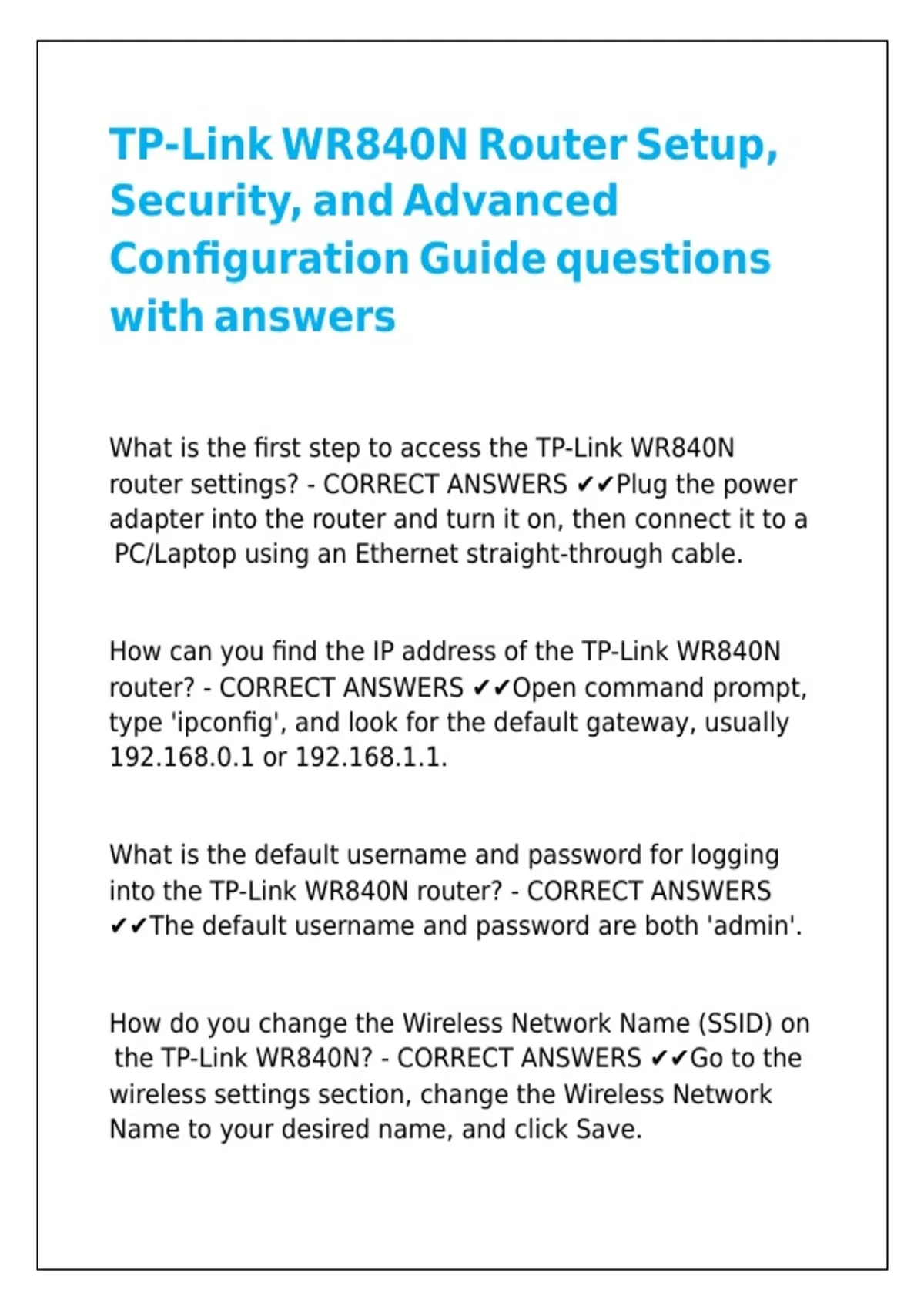 TP-Link WR840N Router Setup, Security, and Advanced Configuration Guide ...