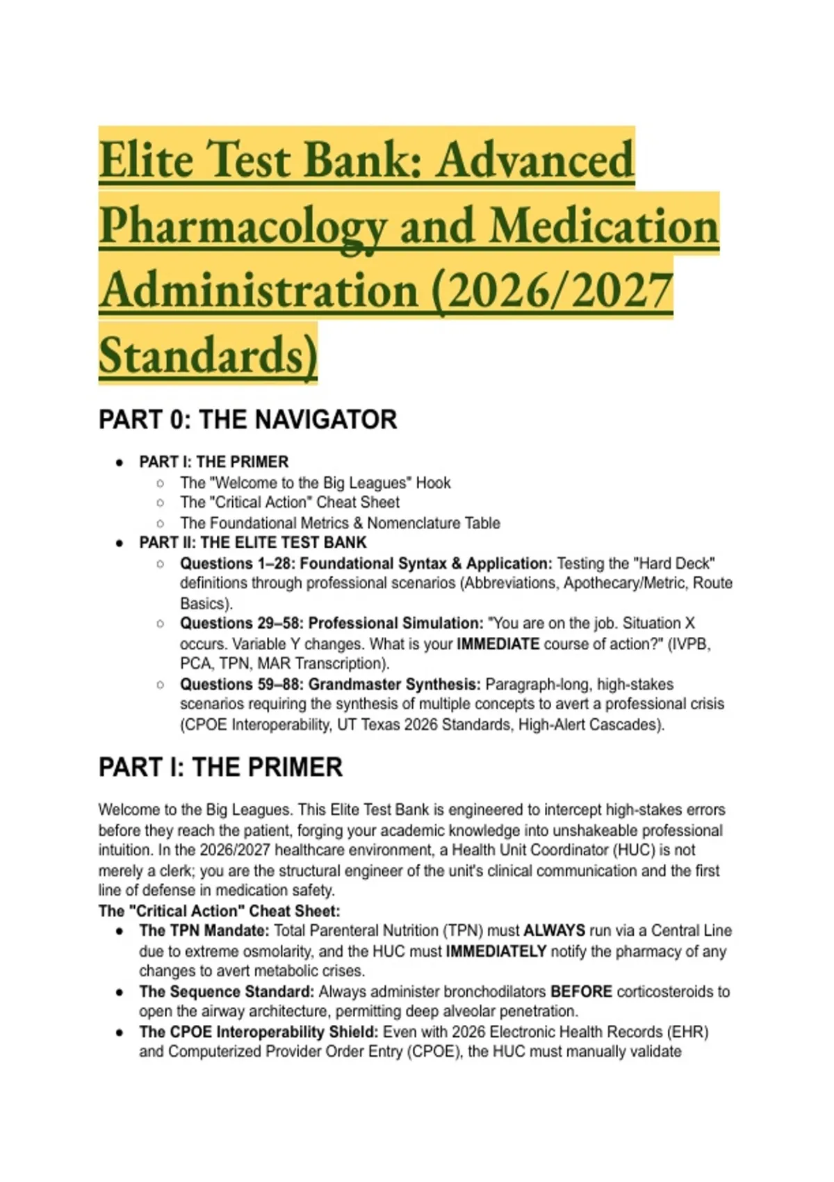 Elite Advanced Pharmacology & Medication Administration Test Bank (2026 ...