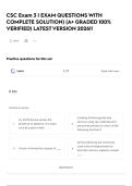CSC Exam 3 &vert; EXAM QUESTIONS WITH COMPLETE SOLUTION&rpar;  &lpar;A&plus; GRADED 100&percnt; VERIFIED&rpar; LATEST VERSION 2026&excl;&excl;