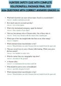 HUNTERS SAFETY QUIZ WITH COMPLETE SOLUTION&lpar;FULL PACKAGE FINAL TEST 2026 QUESTIONS WITH CORRECT ANSWERS GRADED A&plus;