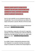 RANGE LASER SAFETY EXAM WITH CORRECT 20 ACTUAL QUESTIONS AND CORRECTLY WELL DEFINED ANSWERS LATEST ALREADY GRADED A&plus;