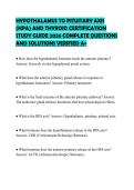 HYPOTHALAMUS TO PITUITARY AXIS &lpar;HPA&rpar; AND THYROID CERTIFICATION STUDY GUIDE 2026 COMPLETE QUESTIONS AND SOLUTIONS VERIFIED A&plus;