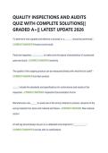 QUALITY INSPECTIONS AND AUDITS  QUIZ WITH COMPLETE SOLUTIONS&vert;&vert;  GRADED A&plus;&vert;&vert; LATEST UPDATE 2026 