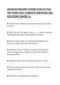 MICHIGAN BUILDERS LICENSE EXAM ACTUAL TEST PAPER 2026 COMPLETE QUESTIONS AND SOLUTIONS GRADED A&plus;