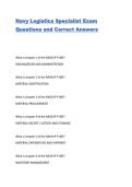 Navy Logistics Specialist Exam Questions and Correct Answers