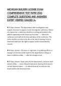 MICHIGAN BUILDERS LICENSE EXAM COMPREHENSIVE TEST PAPER 2026 COMPLETE QUESTIONS AND ANSWERS EXPERT VERIFIED GRADED A&plus;