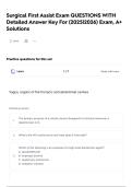 Surgical First Assist Exam QUESTIONS WITH Detailed Answer Key For &lpar;2025&vert;2026&rpar; Exam&comma; A&plus; Solutions