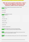 NSG 322 neurcognitive disorders topic 5  Verified and Updated Questions and  Answers &lpar;100&percnt; Correct Answers&rpar; 