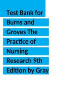 Test Bank Burns and Groves&colon; The Practice of Nursing Research 9th Edition 2026 ISBN 9780323897350 Gray A&plus;