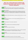 NSG 322&colon; Schizophrenia Verified and  Updated Questions and Answers &lpar;100&percnt;  Correct Answers