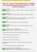 NSG 322&colon; Topic 13 Eating Disorders Verified  and Updated Questions and Answers &lpar;100&percnt;  Correct Answers&rpar; 