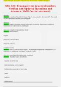 NSG 322&colon; Trauma&sol;stress related disorders  Verified and Updated Questions and  Answers &lpar;100&percnt; Correct Answers&rpar;