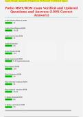 Patho MMT&sol;ROM exam Verified and Updated  Questions and Answers &lpar;100&percnt; Correct  Answers&rpar;