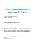 NUR 2459 MENTAL HEALTH FINAL EXAM 2026-2027 SPRING QUESTIONS AND ANSWERS GRADED A&plus; RASMUSSEN
