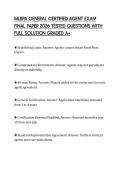 MLBPA GENERAL CERTIFIED AGENT EXAM FINAL PAPER 2026 TESTED QUESTIONS WITH FULL SOLUTION GRADED A&plus;