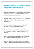 Alpha Phi Alpha Pretest for IMDP questions with answers