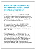 Alpha Phi Alpha Fraternity Inc&comma; IMDP Process - Week 2&period; Exam questions with answers