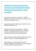 California State Contractors License Law and Business Test Study Guide questions with answers