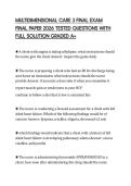 MULTIDIMENSIONAL CARE 3 FINAL EXAM FINAL PAPER 2026 TESTED QUESTIONS WITH FULL SOLUTION GRADED A&plus;