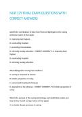 NUR 129 FINAL EXAM QUESTIONS WITH CORRECT ANSWERS
