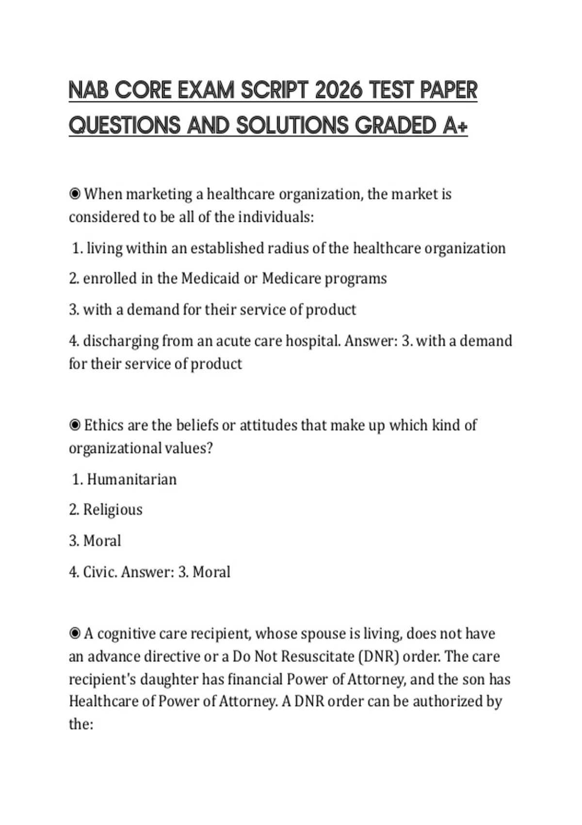 NAB CORE EXAM SCRIPT 2026 TEST PAPER QUESTIONS AND SOLUTIONS GRADED A+ ...