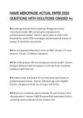 NAMS MENOPAUSE ACTUAL PAPER 2026 QUESTIONS WITH SOLUTIONS GRADED A&plus;