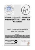 SSO2604 Assignment 1 &lpar;COMPLETE ANSWERS&rpar; Semester 1 2026 - DUE March 2026&semi; 100&percnt; Correct solutions and explanations&period; 
