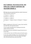 NCCT SURGICAL TECH EXAM ACTUAL TEST PAPER 2026 COMPLETE QUESTIONS AND SOLUTIONS GRADED A&plus;