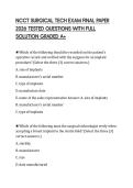 NCCT SURGICAL TECH EXAM FINAL PAPER 2026 TESTED QUESTIONS WITH FULL SOLUTION GRADED A