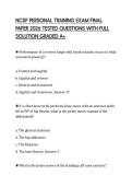 NCSF PERSONAL TRAINING EXAM FINAL PAPER 2026 TESTED QUESTIONS WITH FULL SOLUTION GRADED A&plus;