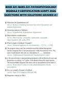 BIOD 331 NURS 231 PATHOPHYSIOLOGY MODULE 9 CERTIFICATION SCRIPT 2026 QUESTIONS WITH SOLUTIONS GRADED A&plus;