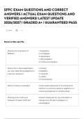 SFPC EXAM QUESTIONS AND CORRECT ANSWERS &vert; ACTUAL EXAM QUESTIONS AND VERIFIED ANSWERS&vert; LATEST UPDATE 2026&sol;2027 &vert; GRADED A&plus; &vert; GUARANTEED PASS